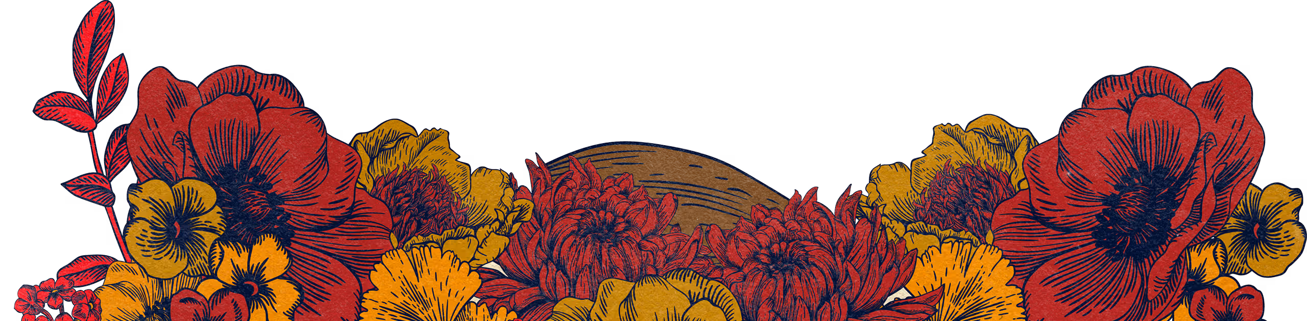 overlapping colorful flowers
