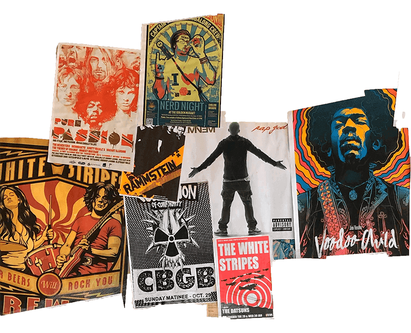 collage of various concert posters